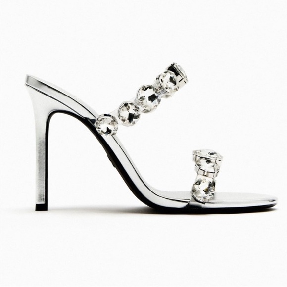 Zara Silver Crystal-Embellished Heels sandals - Picture 10 of 15